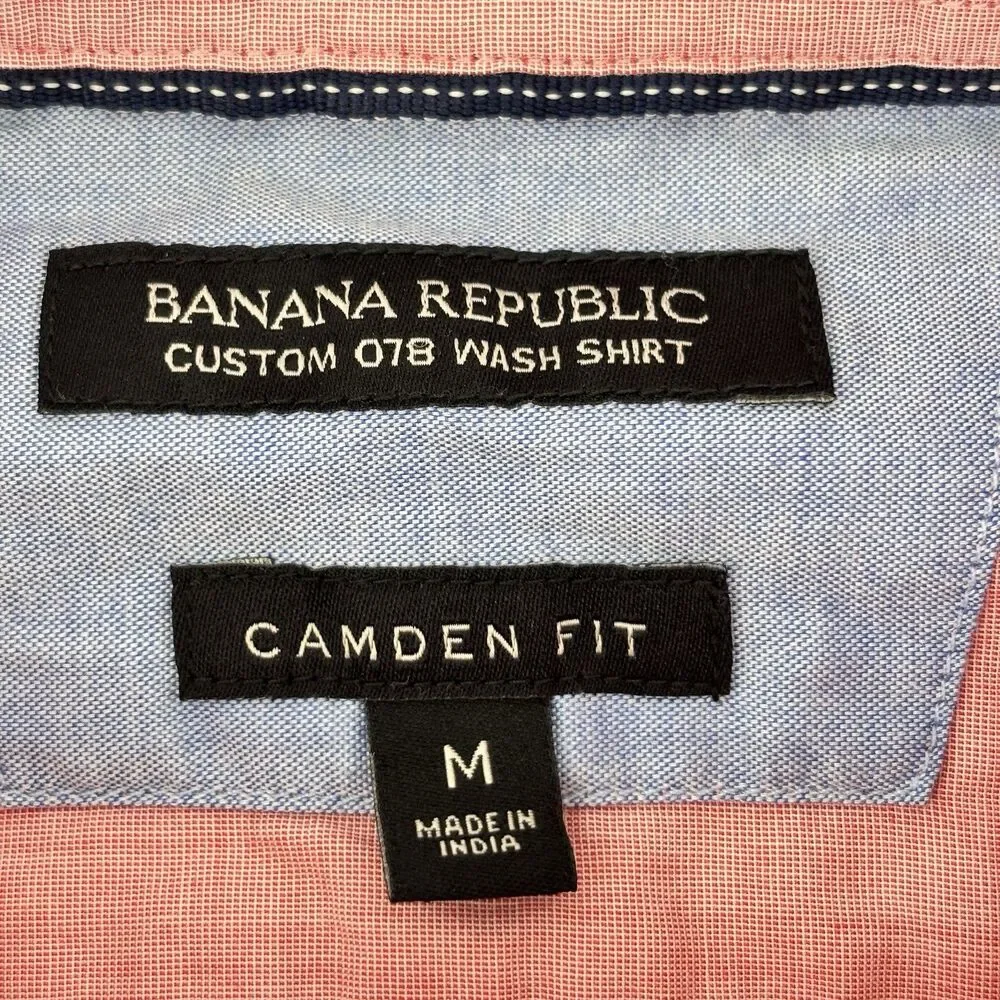Banana Republic Men's M Pink Camden Fit 100% Cotton Button Up Shirt